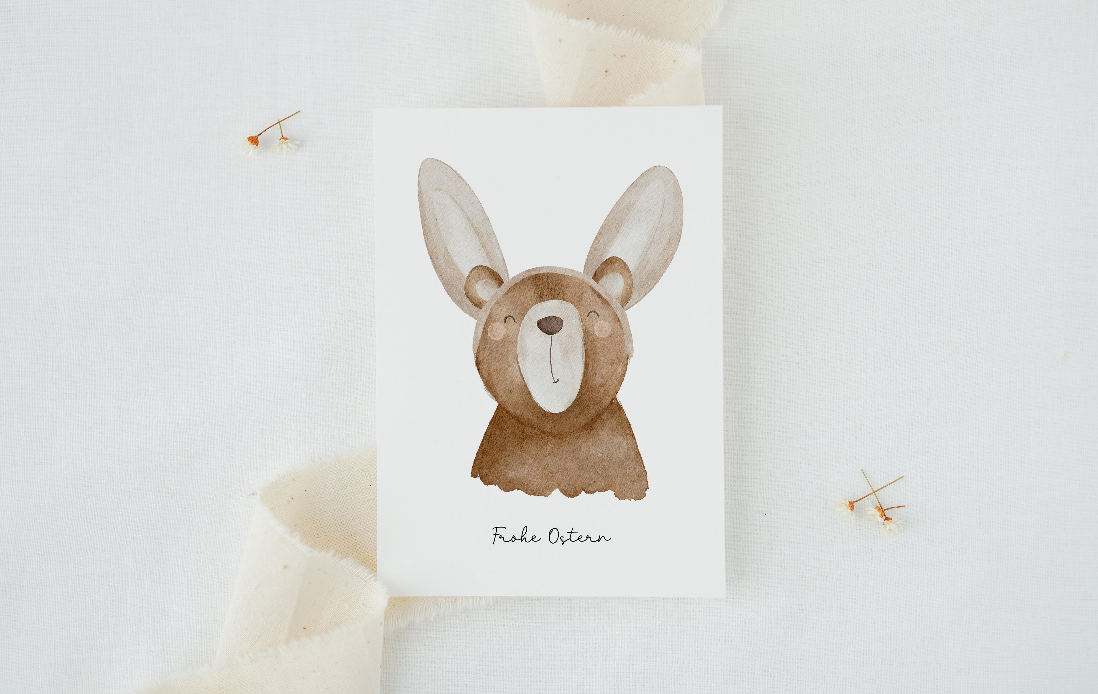 Osterkarte Bär mit Hasenohren
