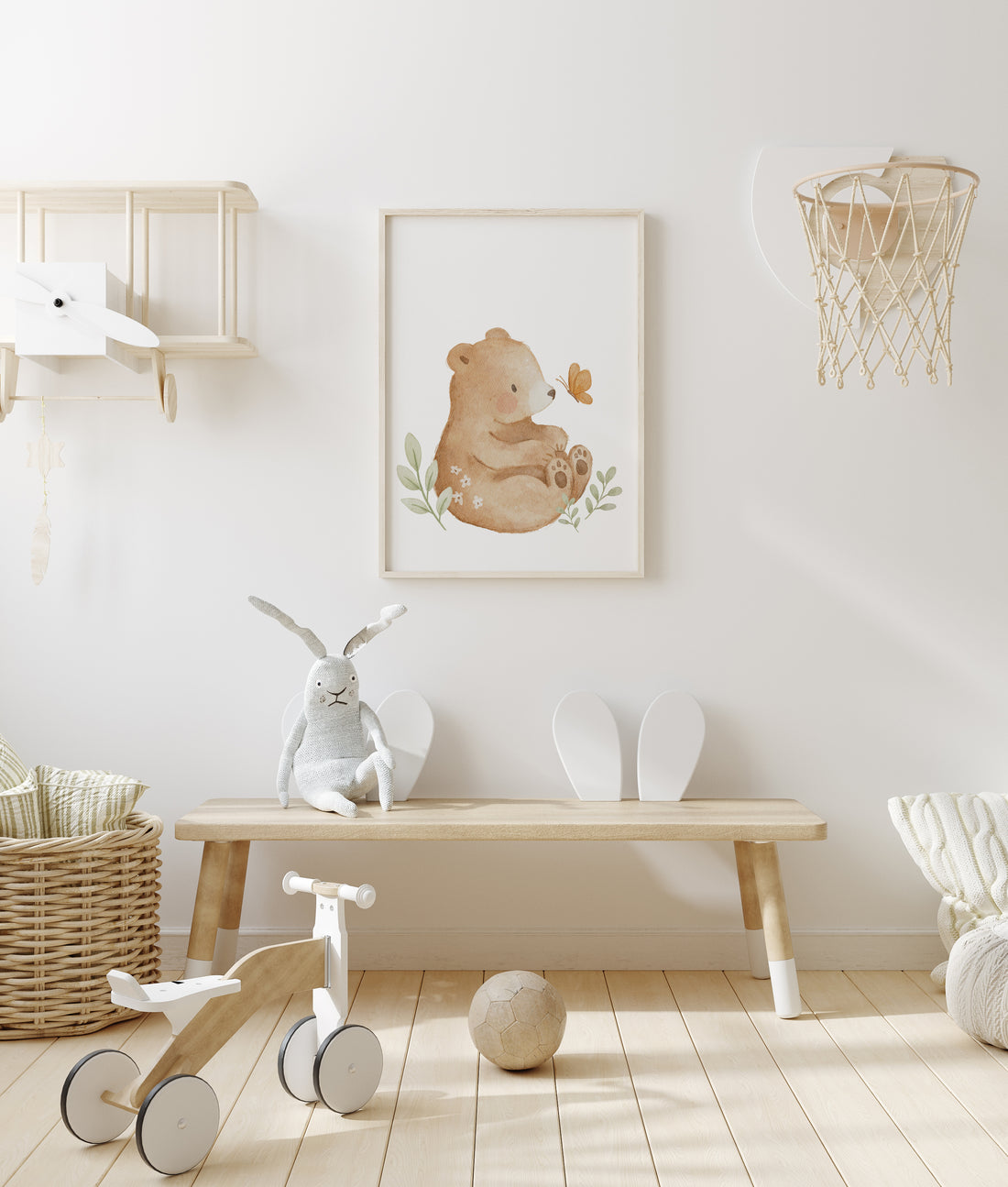 Poster Bär mit Schmetterling / A4, A3