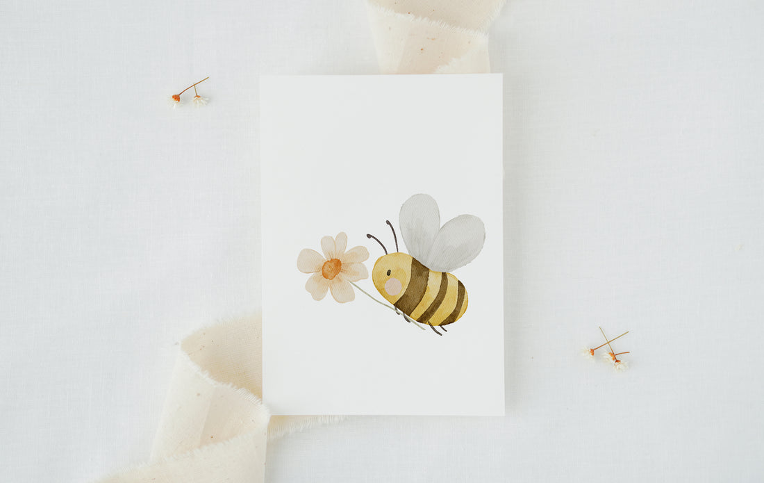 Karte Biene mit Blume