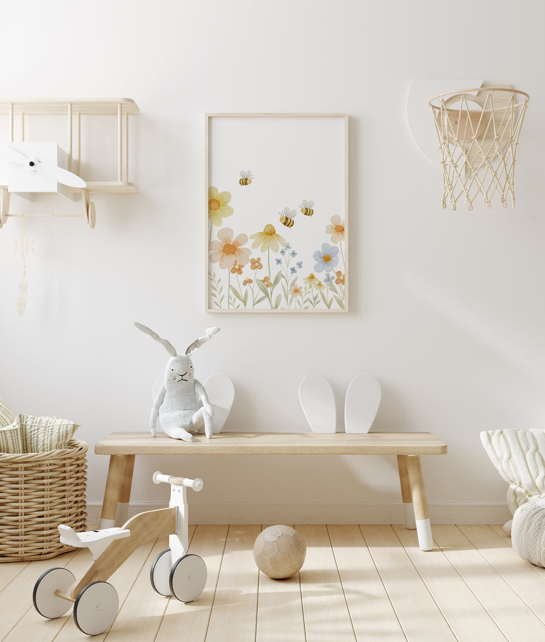 Poster Blumenwiese mit Bienen / A4, A3