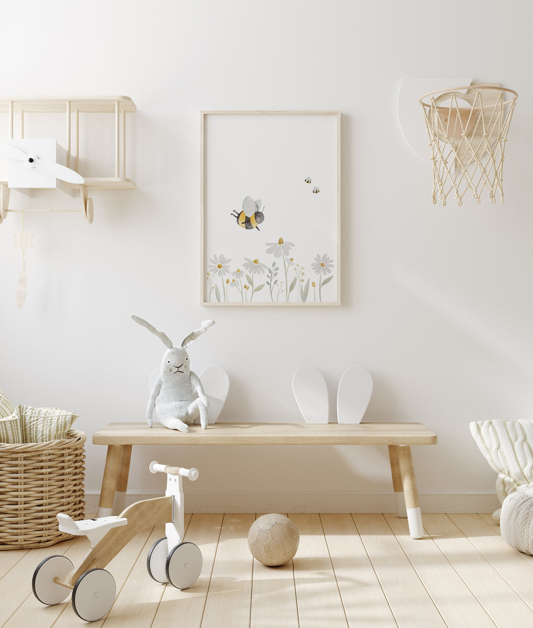 Poster Bienen mit Blumenwiese / A4, A3