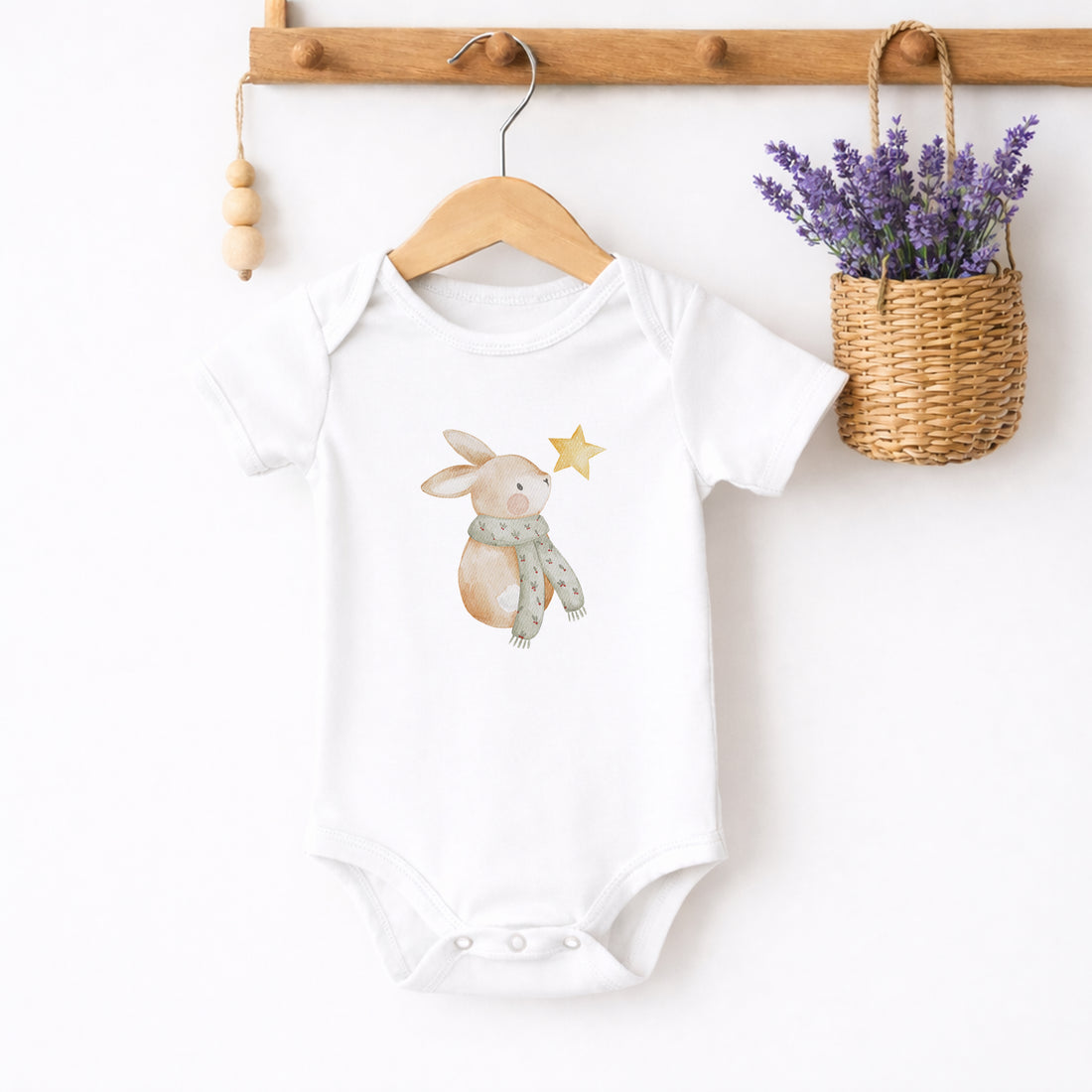 Bügelbild Winterhase mit Stern