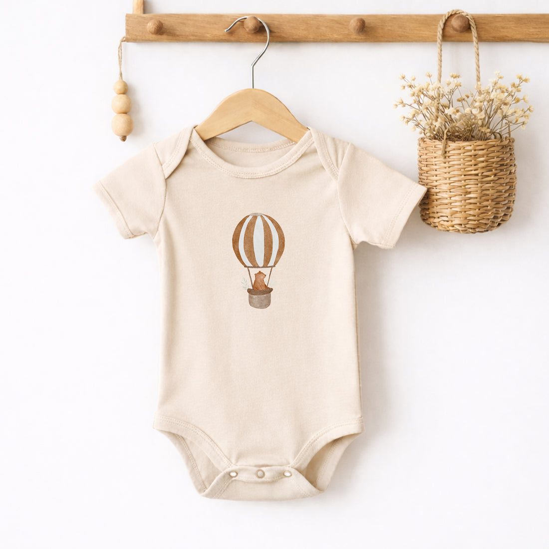 Bügelbild Bär im Heißluftballon