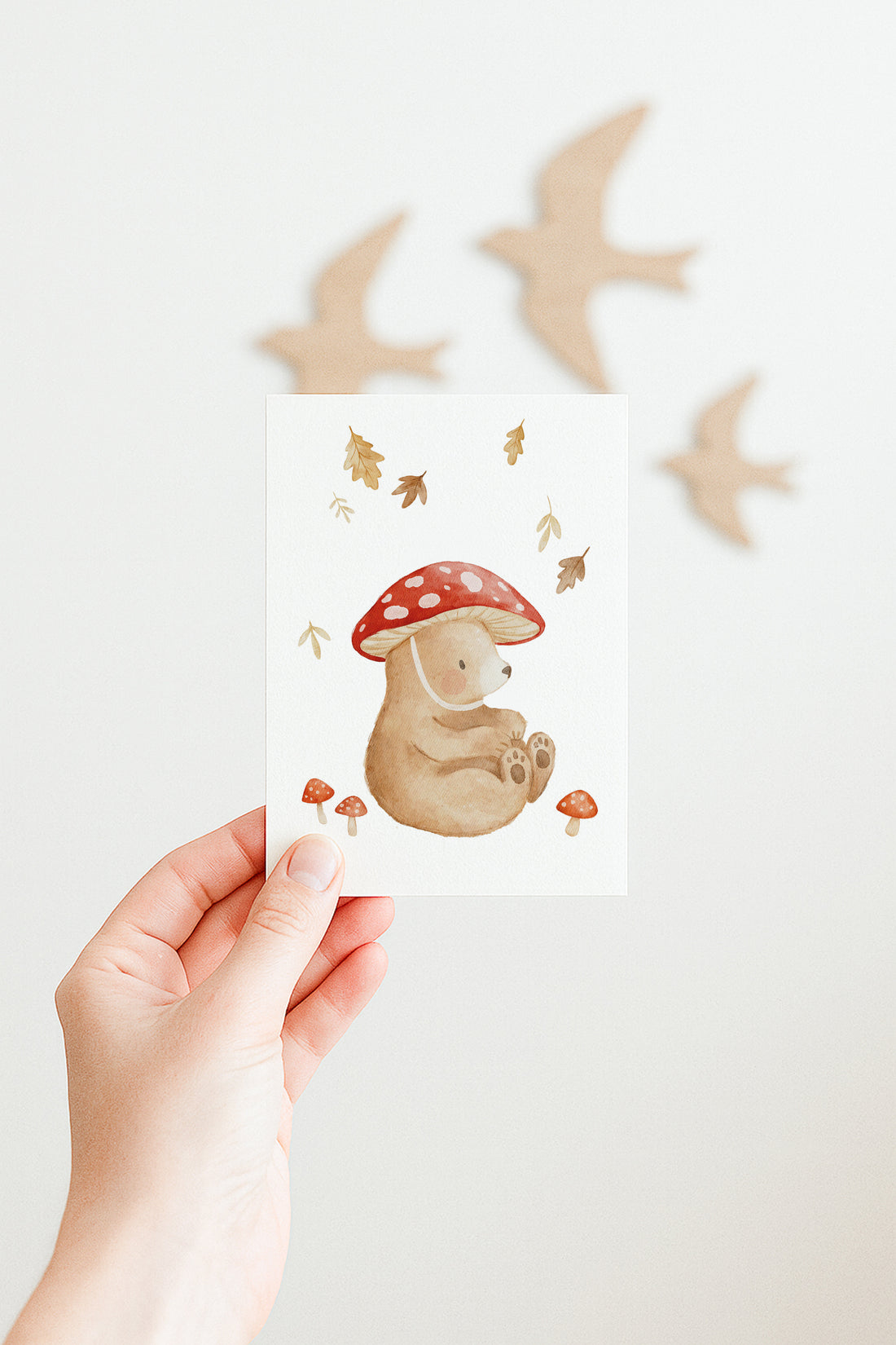 Karte Herbstbär mit Pilzhut