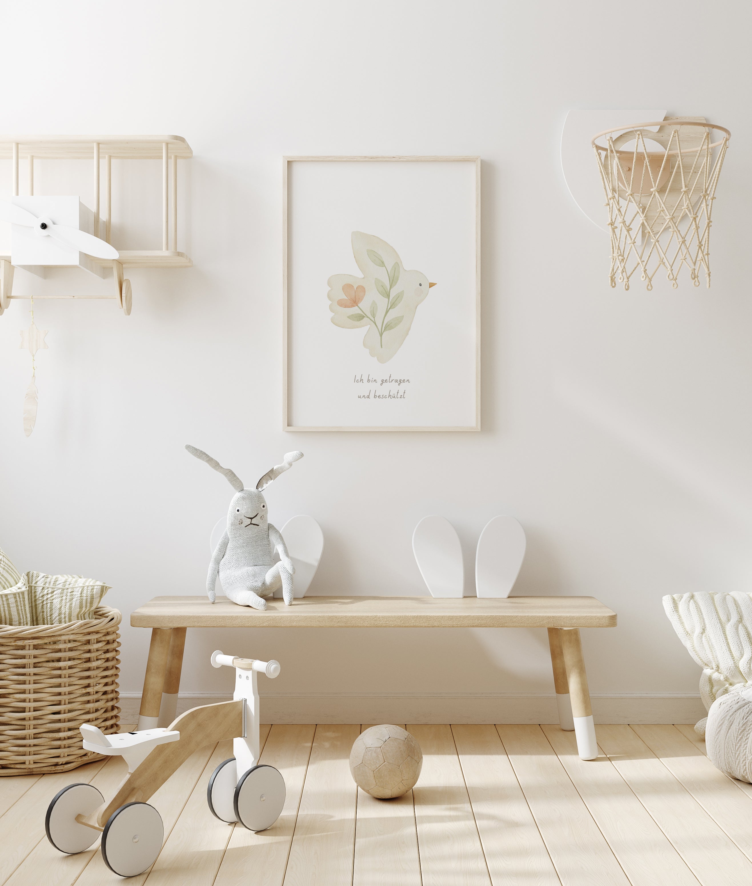 Poster Vogel „Ich bin getragen und beschützt“ / A4, A3