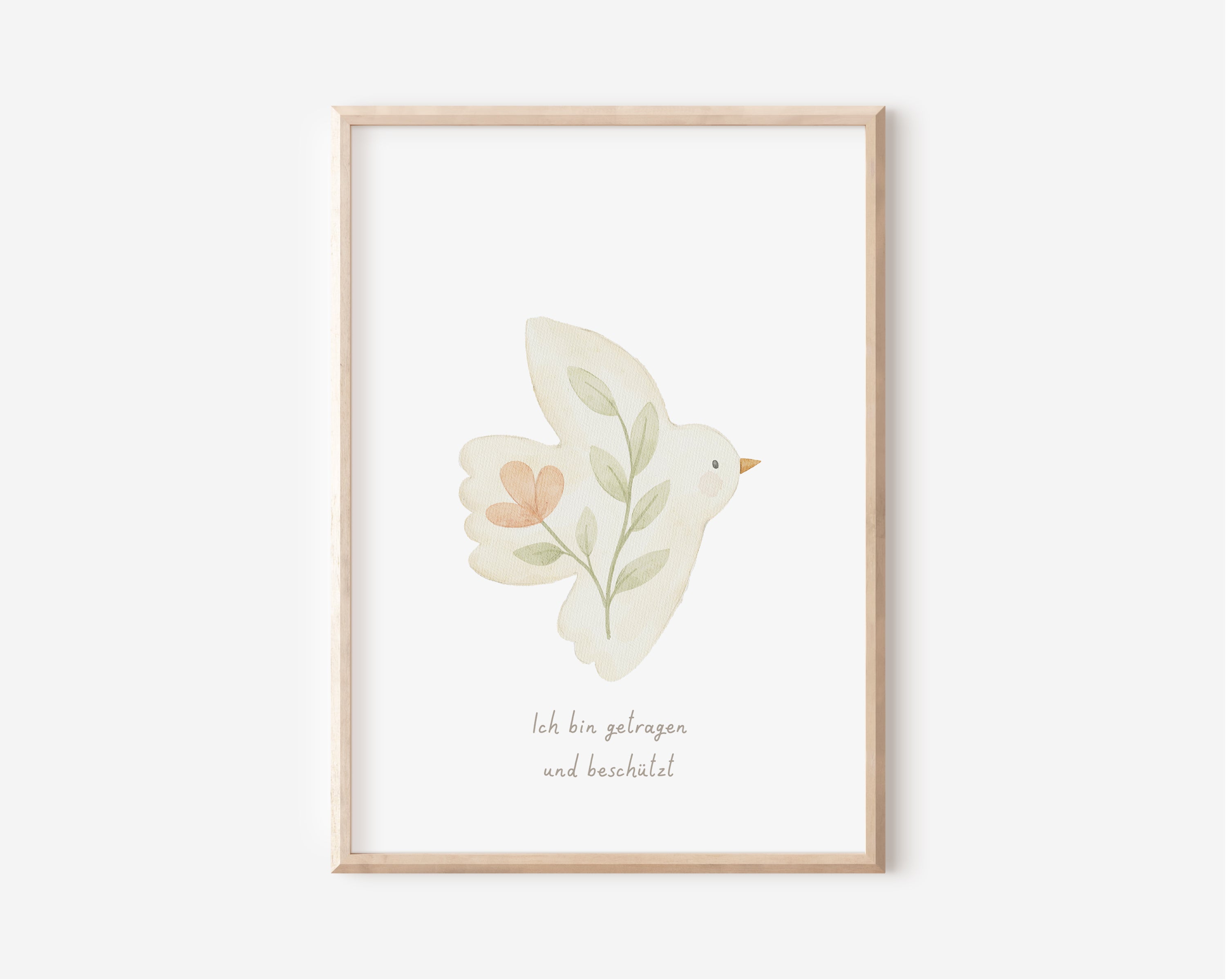 Poster Vogel „Ich bin getragen und beschützt“ / A4, A3