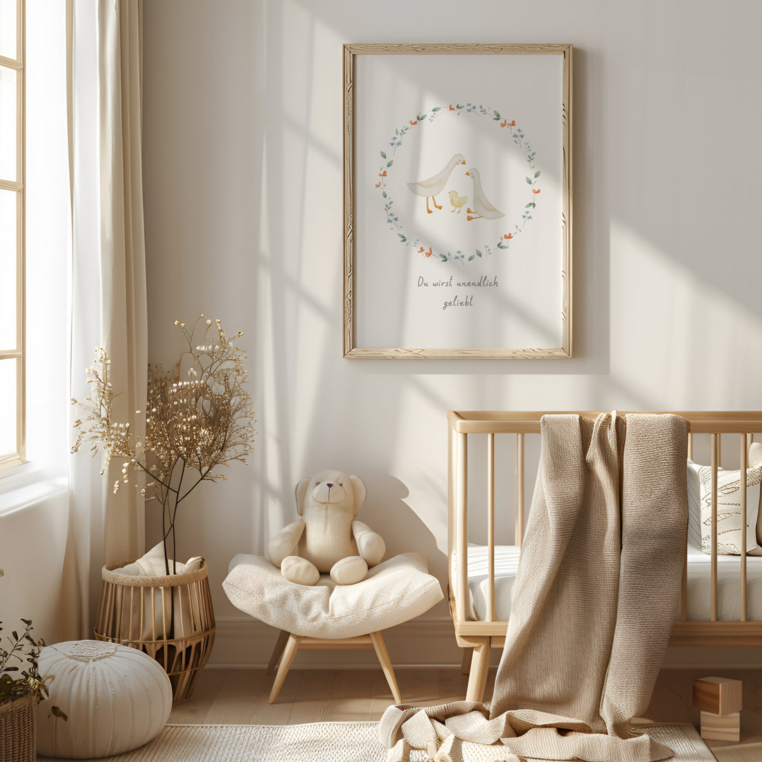 Poster mit Gänsen „Du wirst unendlich geliebt“ / A4