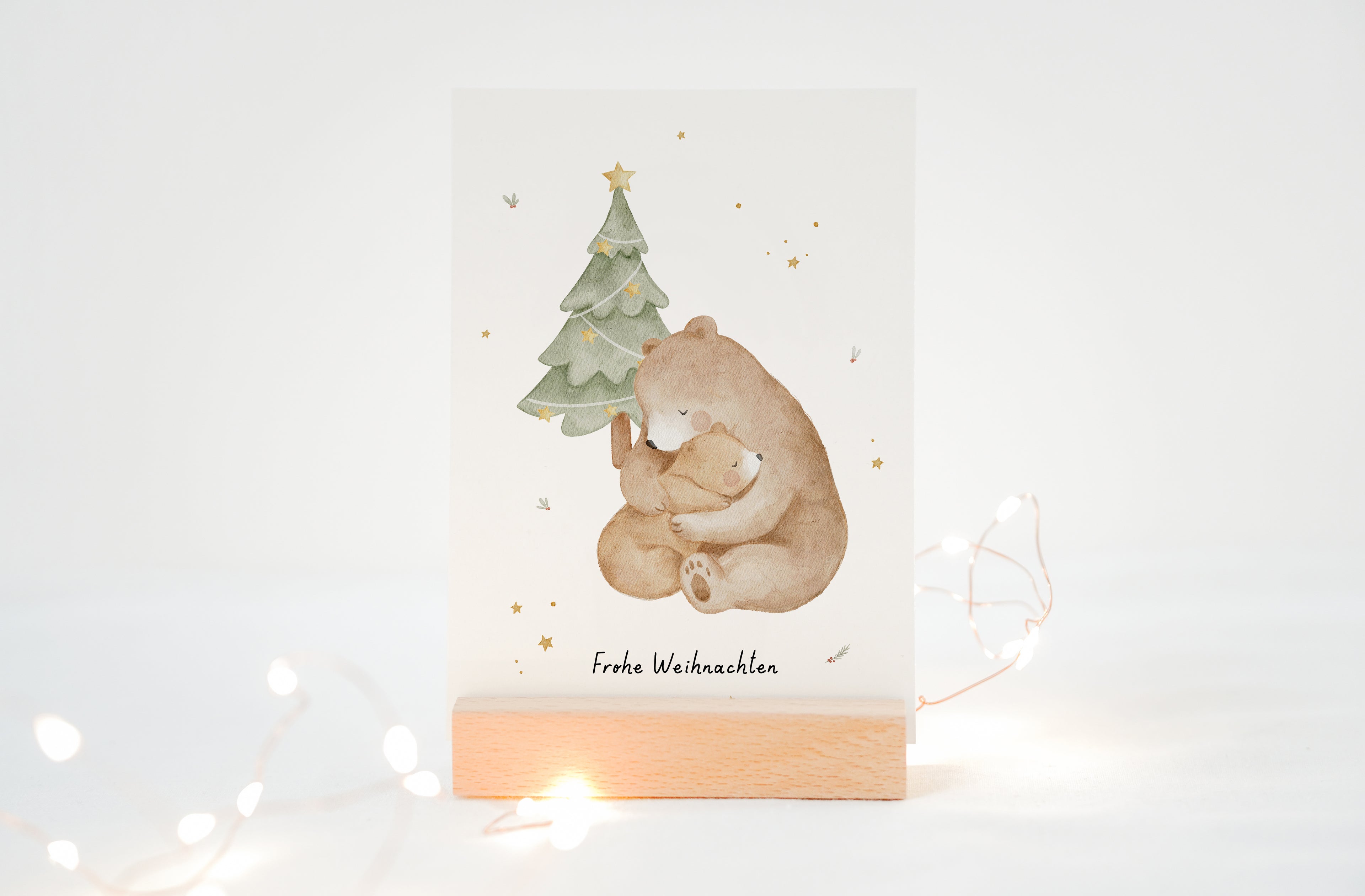 Weihnachtskarte Bärenumarmung / Dunkelgrün