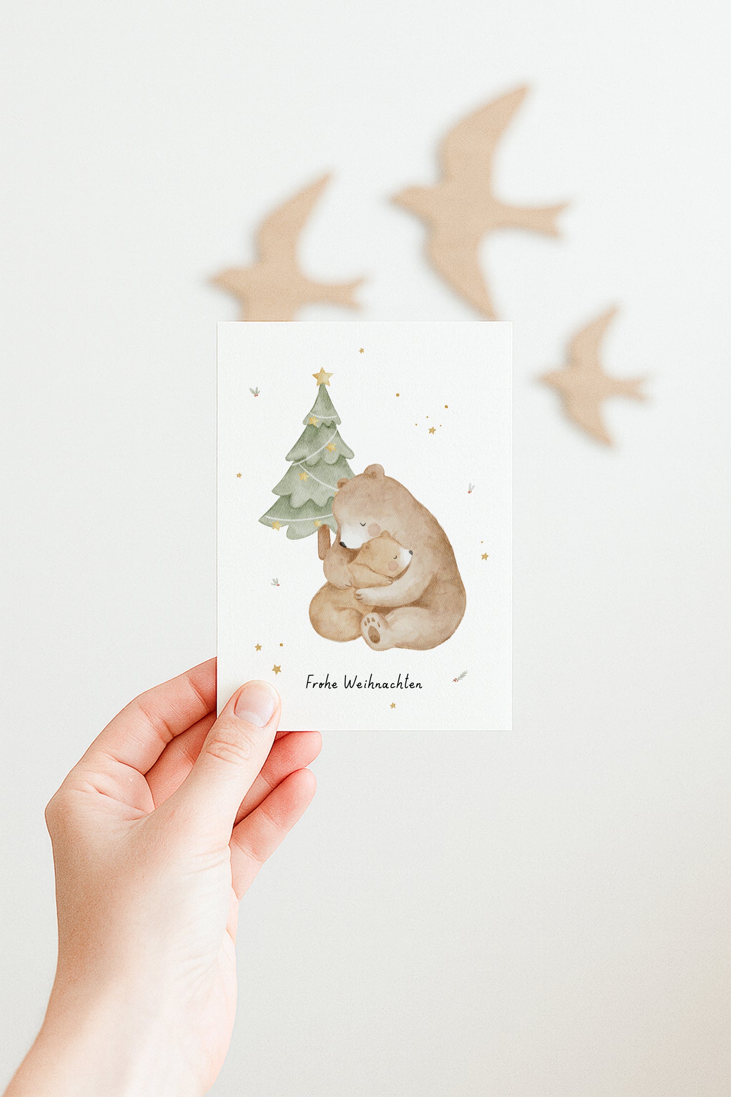 Weihnachtskarte Bärenumarmung / Dunkelgrün