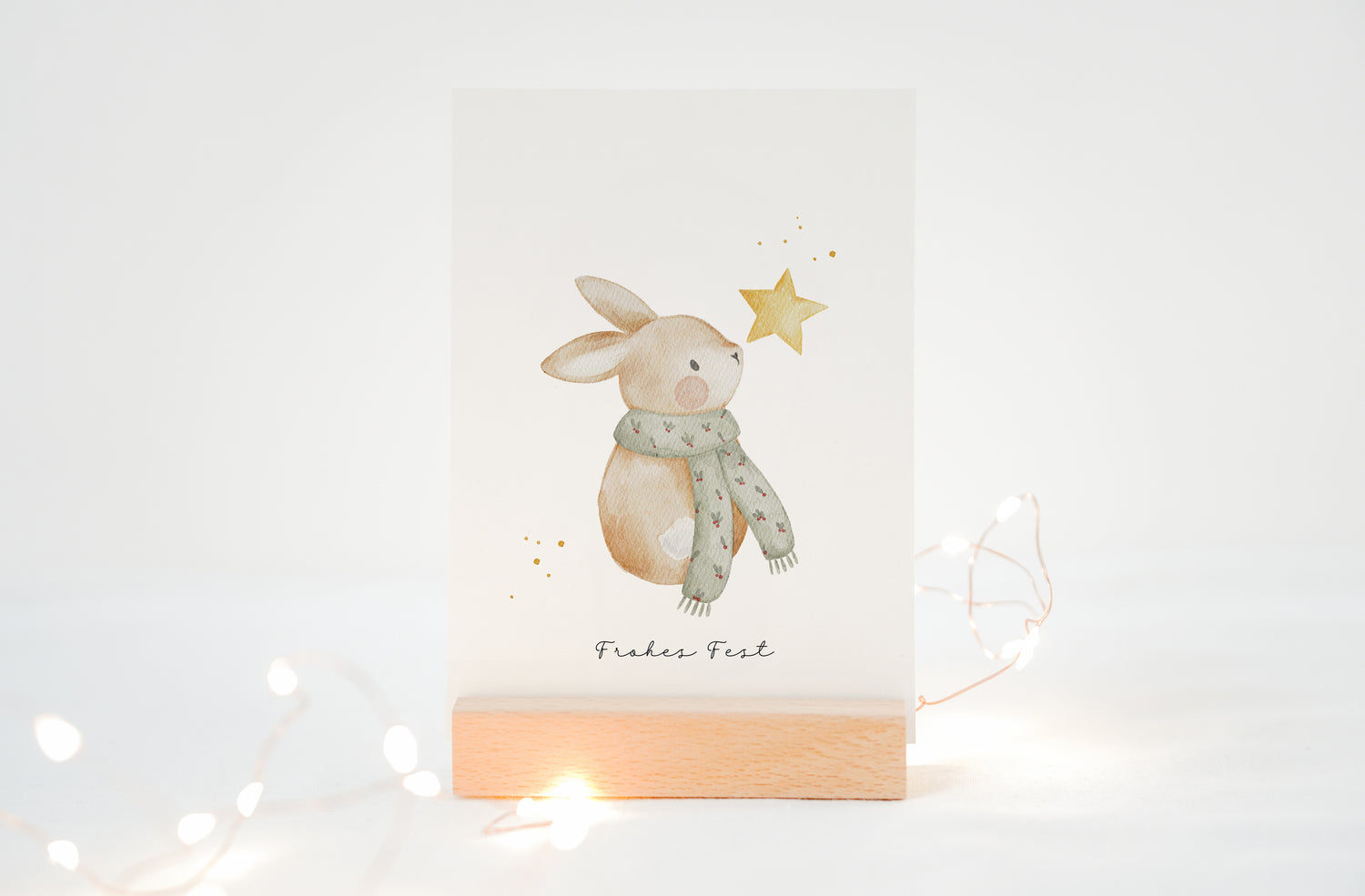 Weihnachtskarte Hase mit Schal