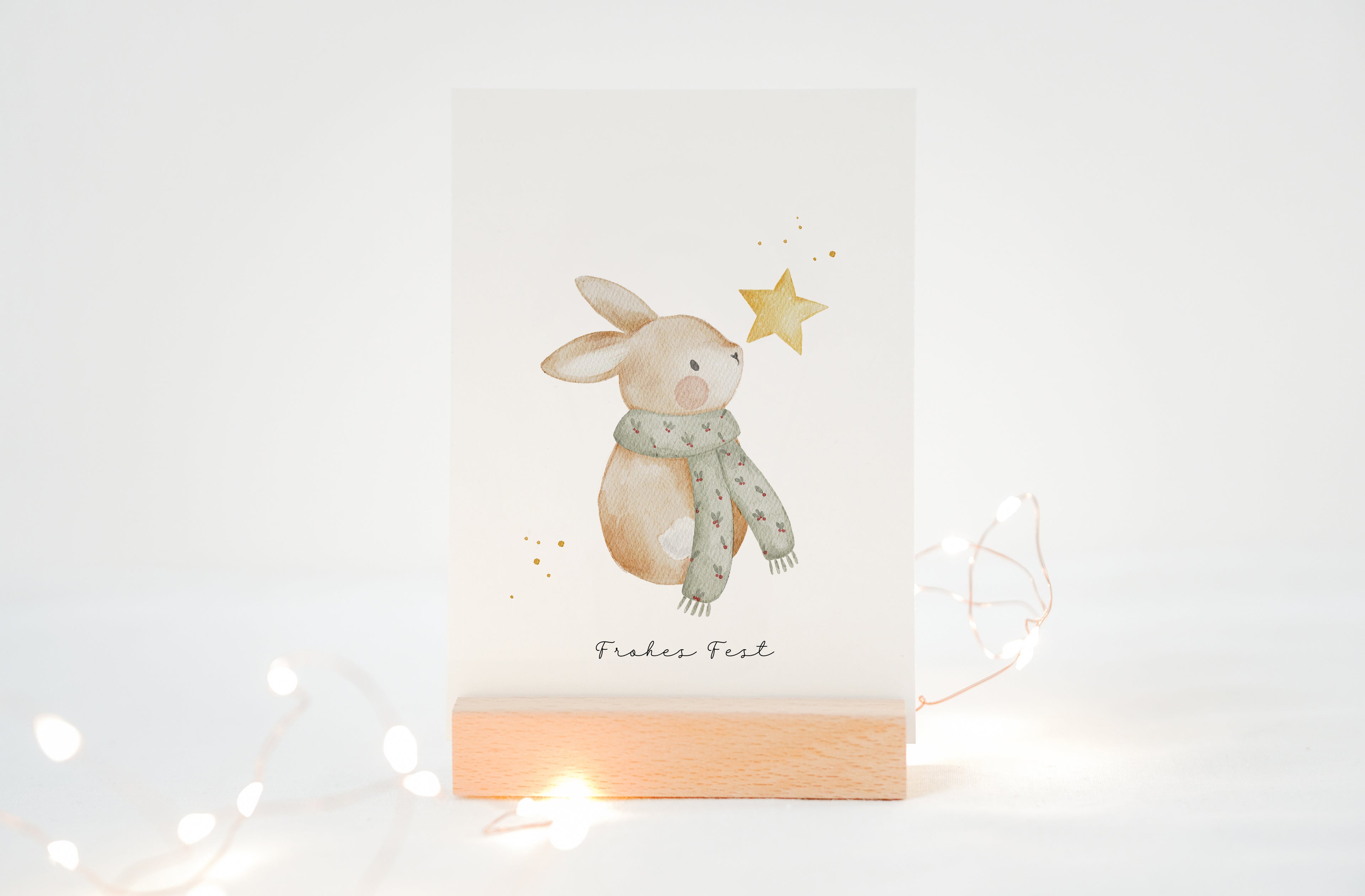 Weihnachtskarte Hase mit Schal