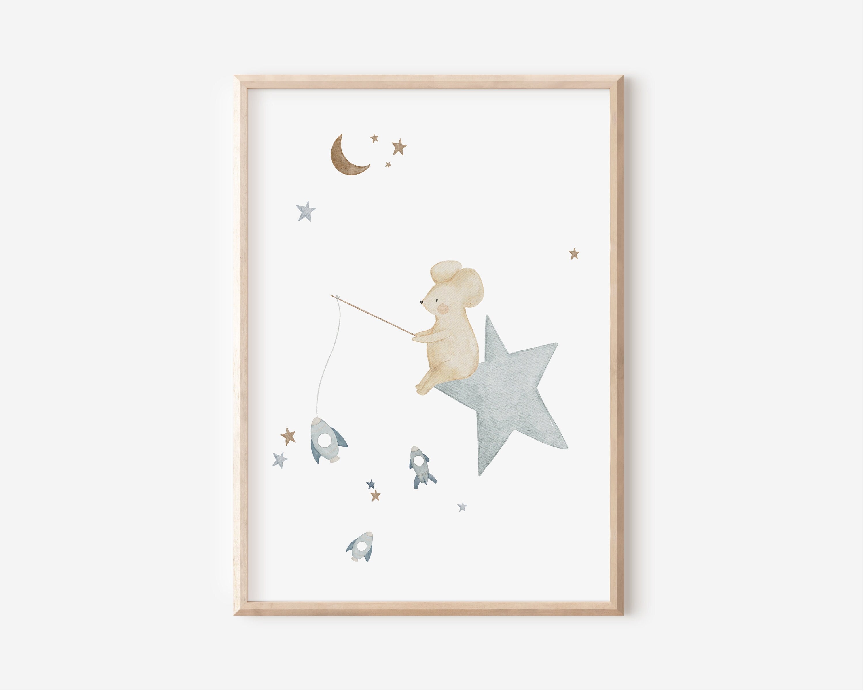 Poster 4er Set Tiere im Weltall / A4 & A3