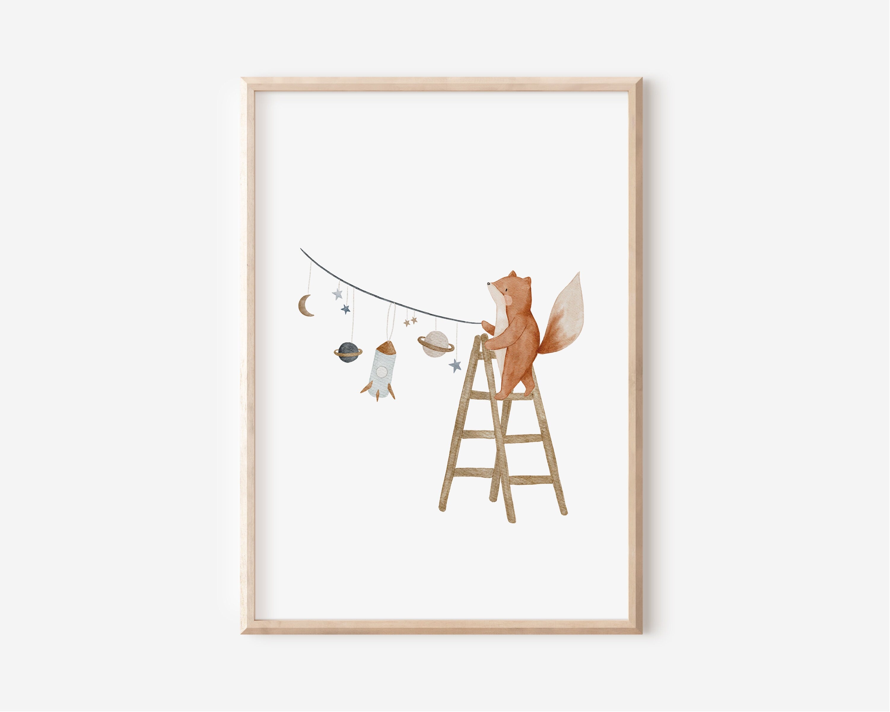 Poster 4er Set Tiere im Weltall / A4 & A3