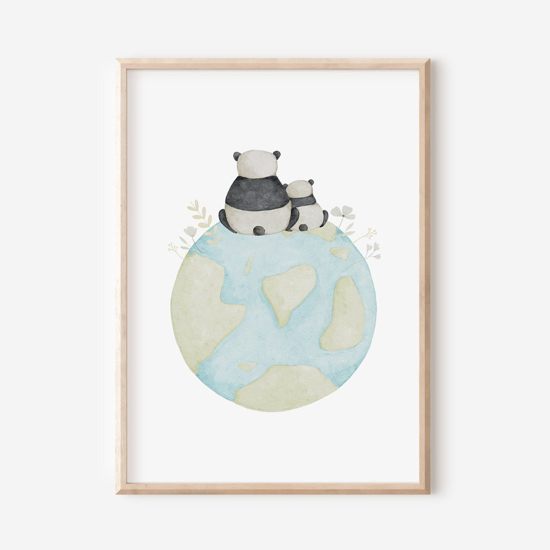 Poster Pandas auf Weltkugel / A4