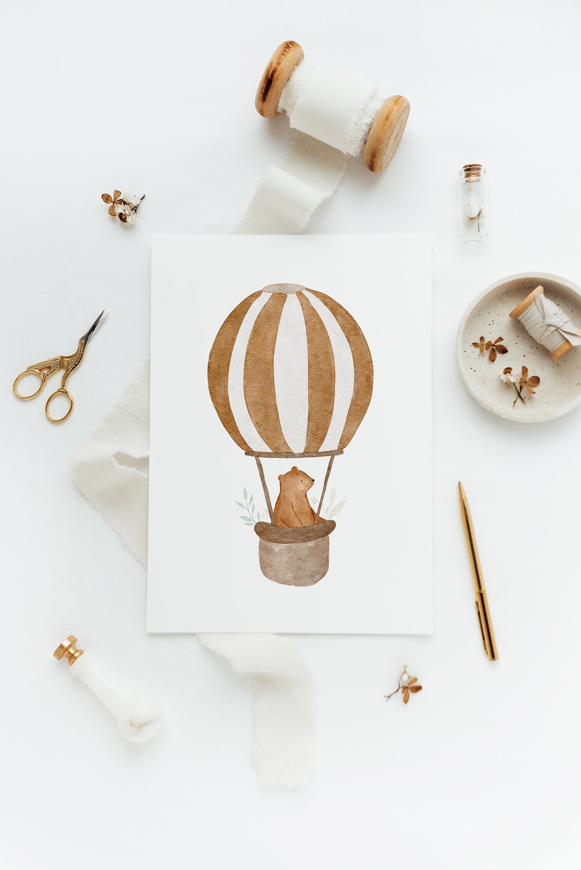 Poster Heißluftballonbär Bero / A4 & A3