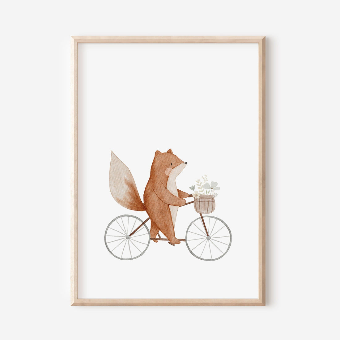 Poster Fahrradfuchs Fanny mit Blumenkorb / A4