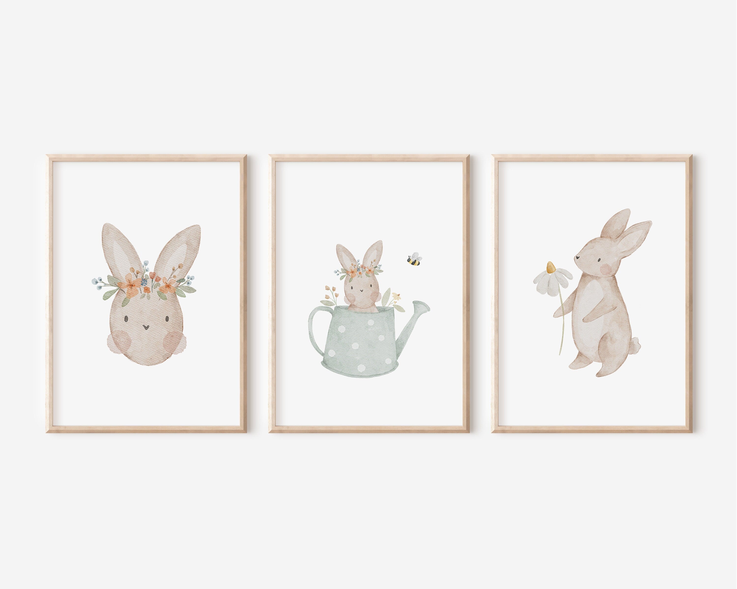 Poster Hase mit Blumenkranz / A4 & A3