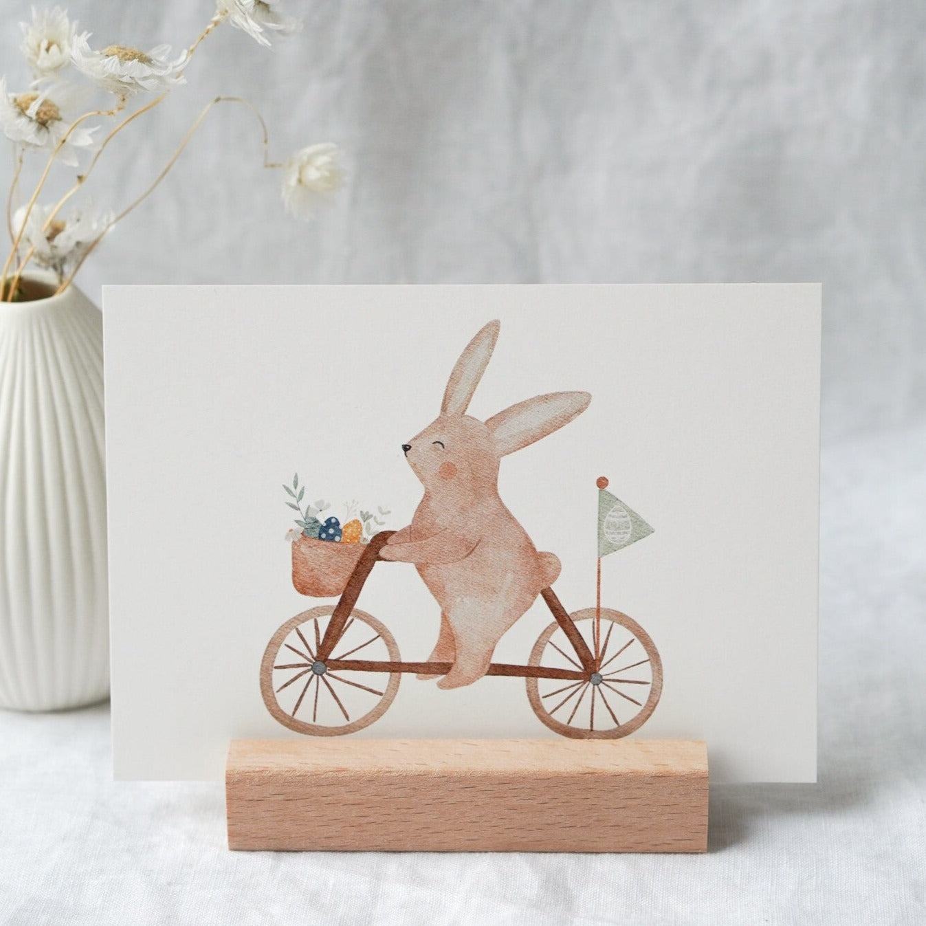 Osterkarte Osterhase auf Fahrrad