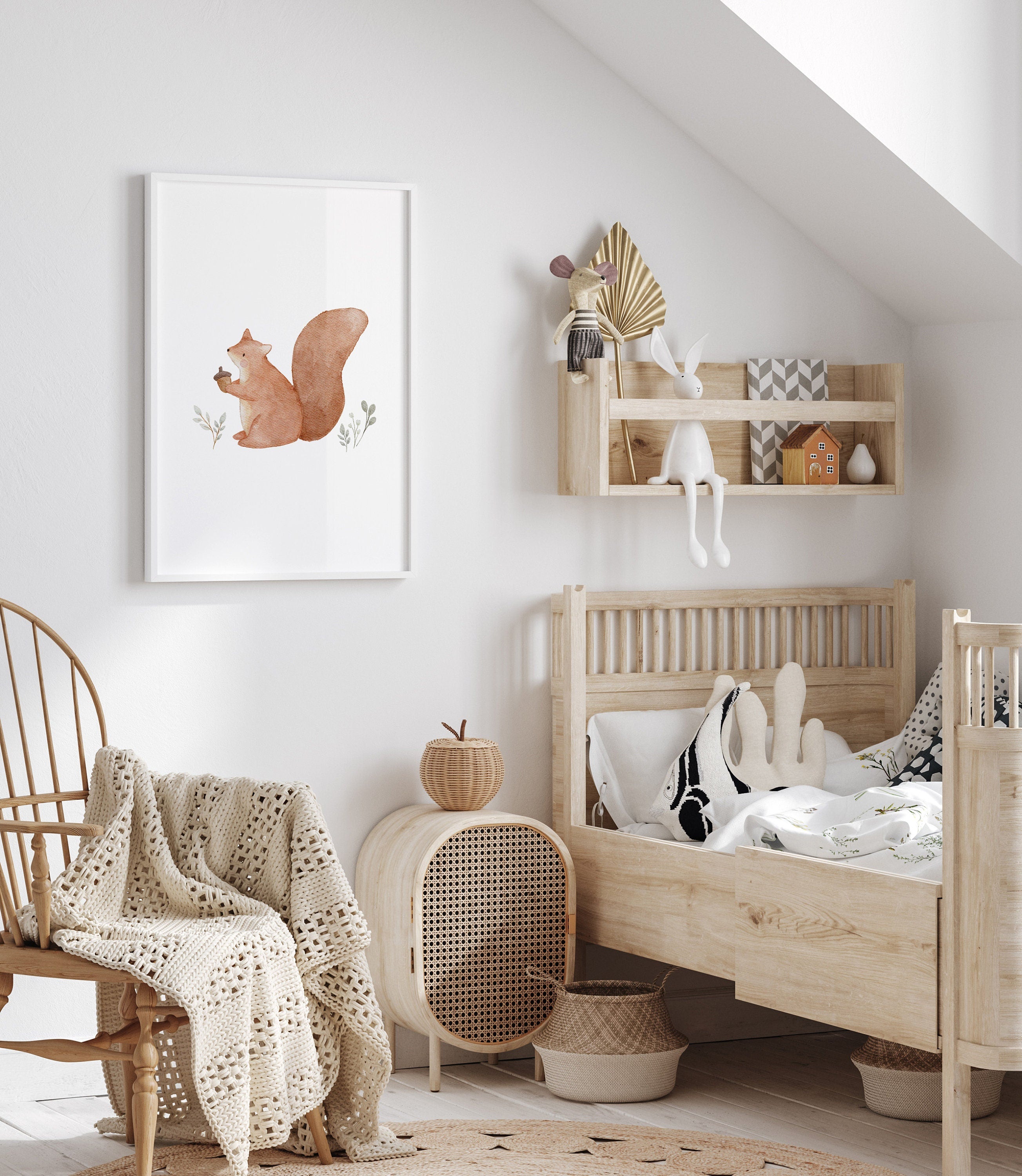 Poster Eichhörnchen mit Nuss / A4 & A3