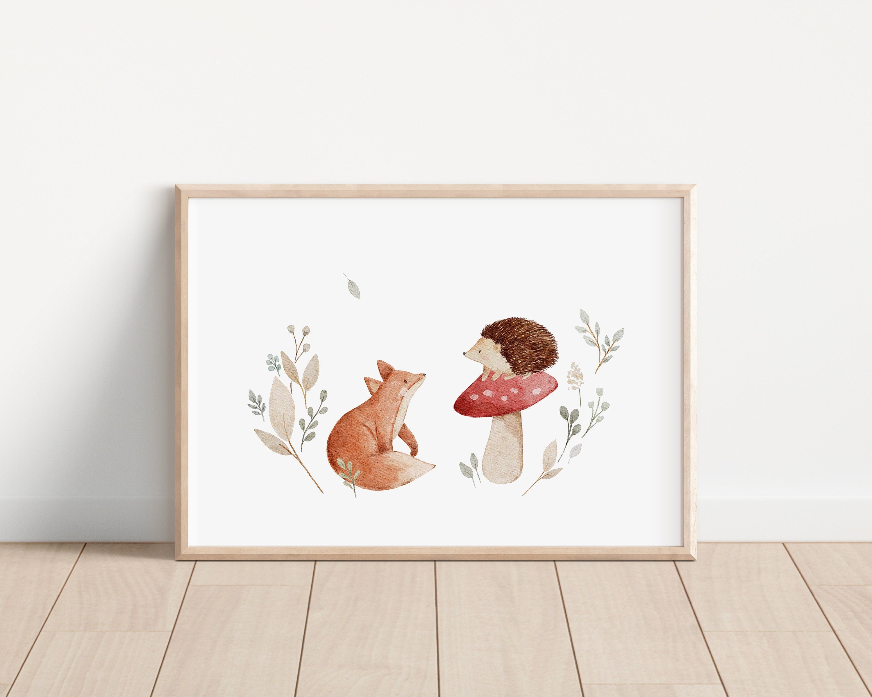 Poster Fuchs und Igel im Wald / A4 & A3