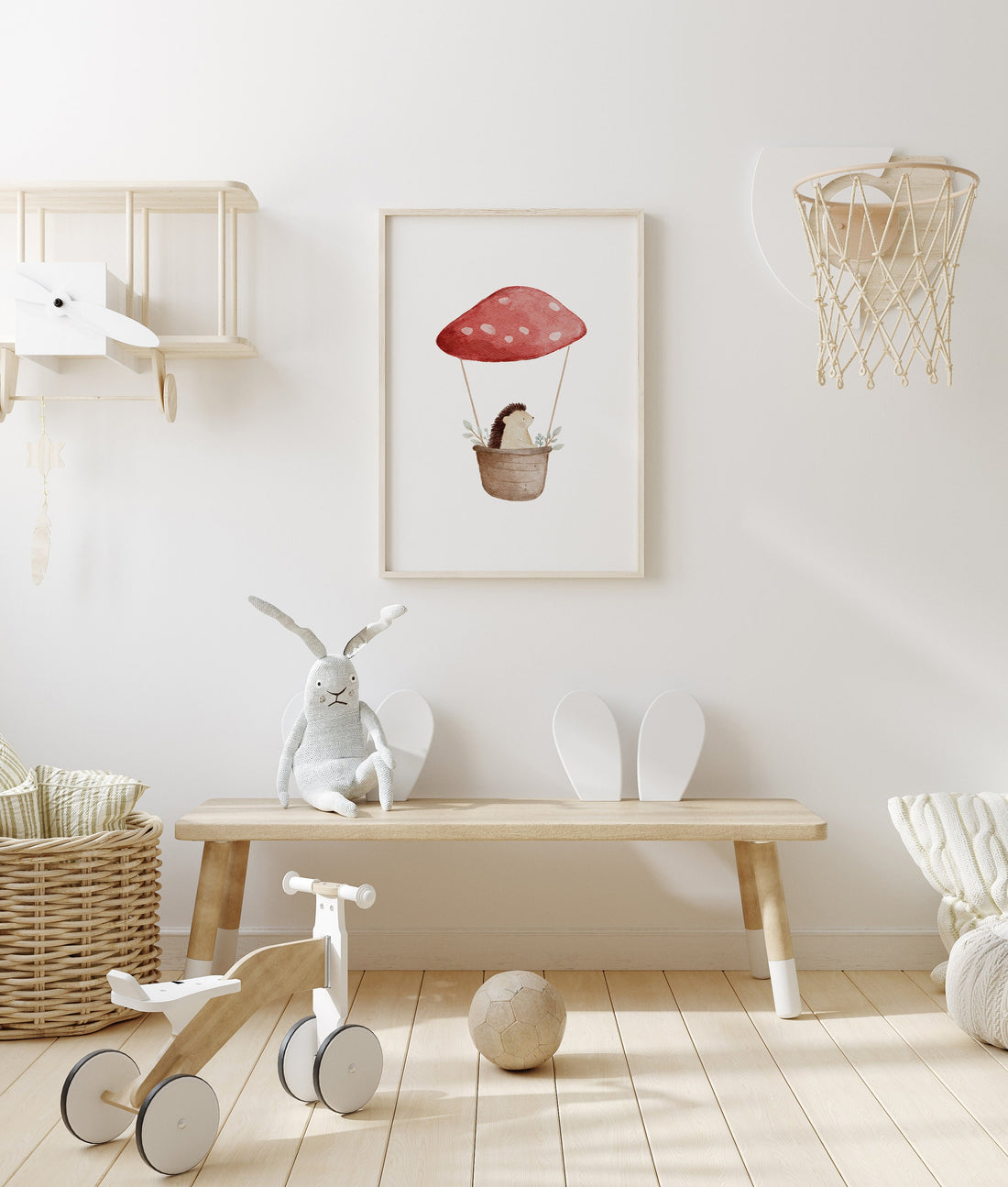 Poster Igel im Pilzheißluftballon / A4 & A3