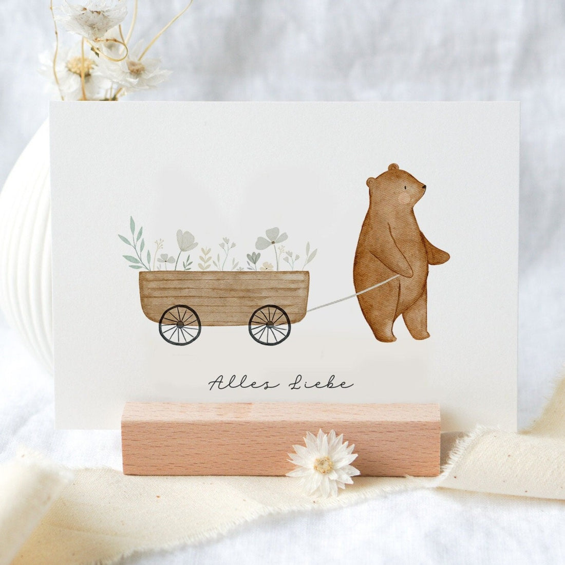 Karte Blumenwagenbär