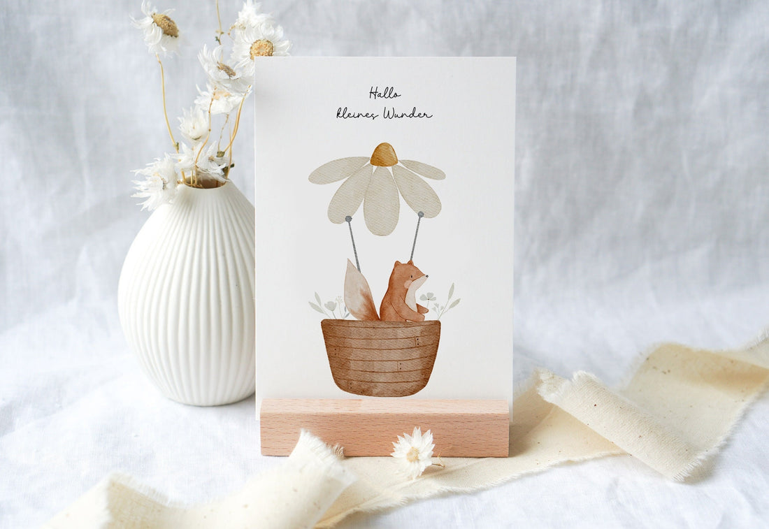 Karte mit Fuchs "Hallo kleines Wunder"