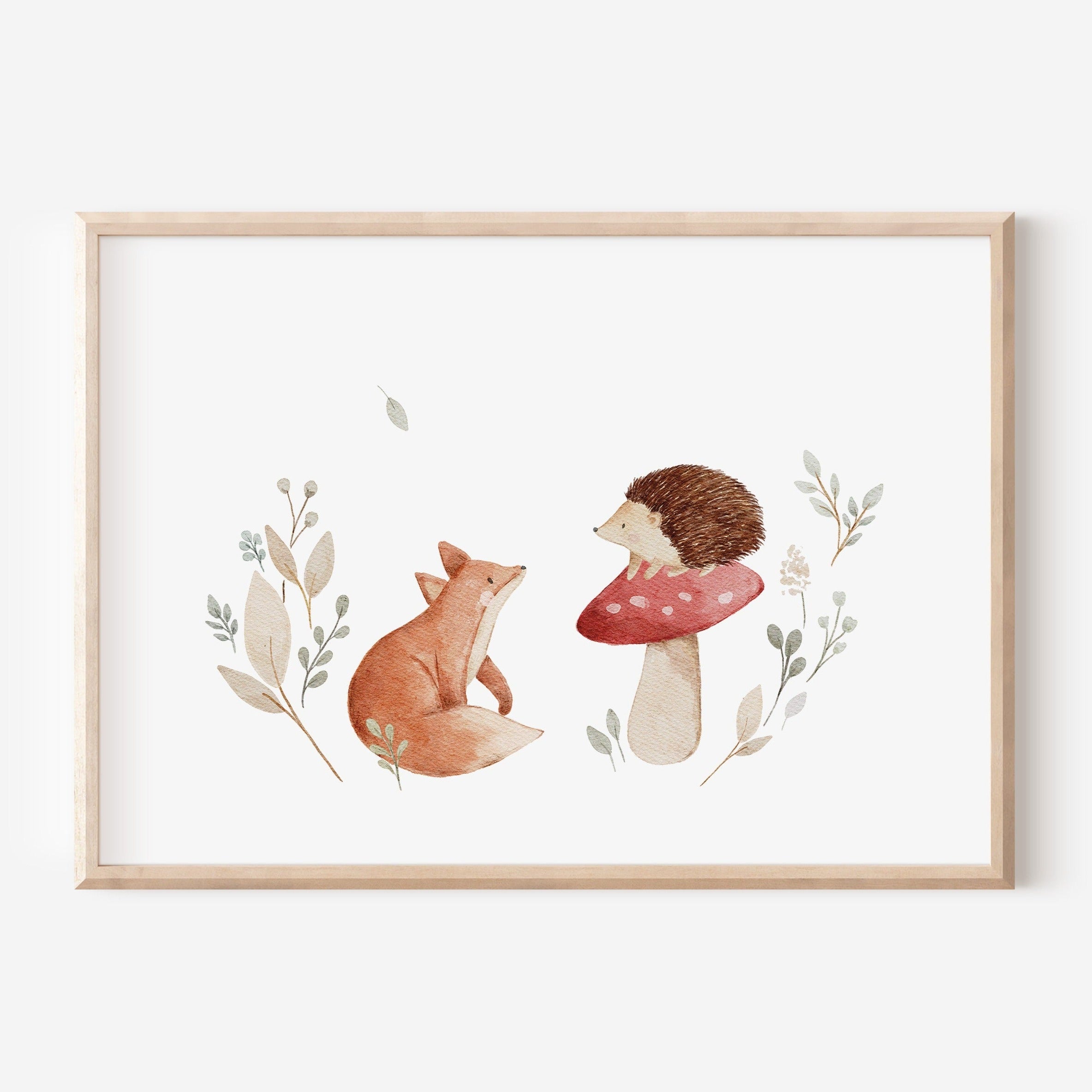 Poster Fuchs und Igel im Wald / A4 & A3