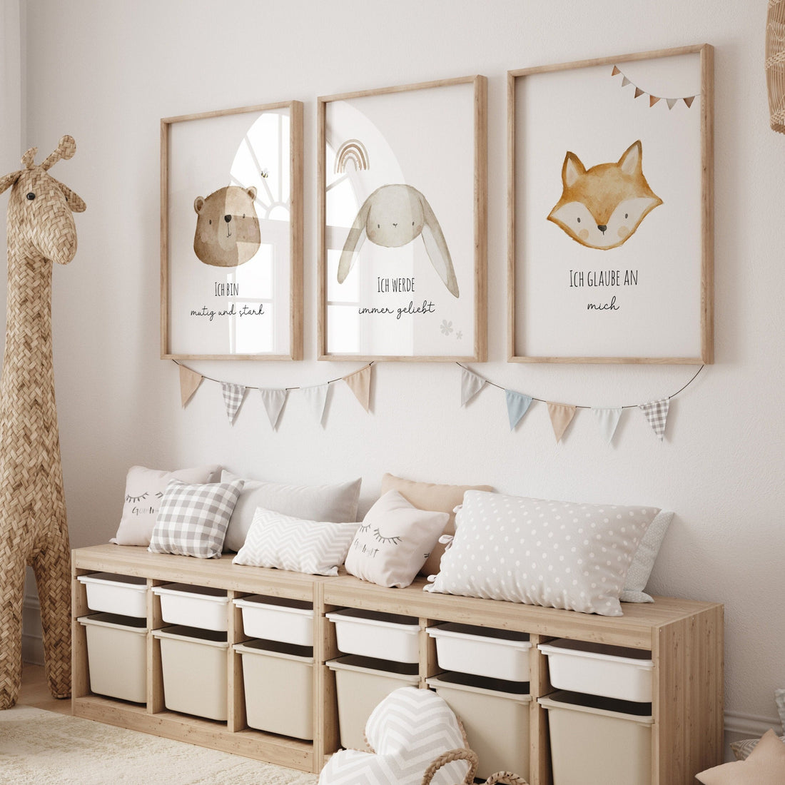 Affirmationsposter 3er Set mit Tieren / A4 & A3