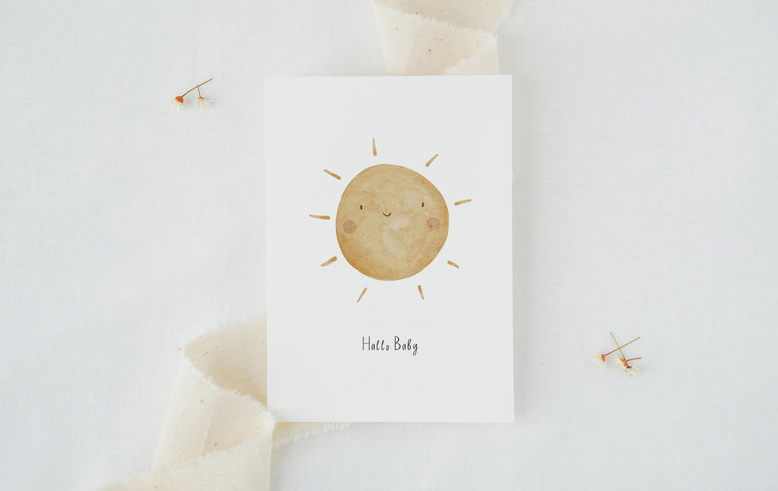 Karte mit Sonne "Hallo Baby"