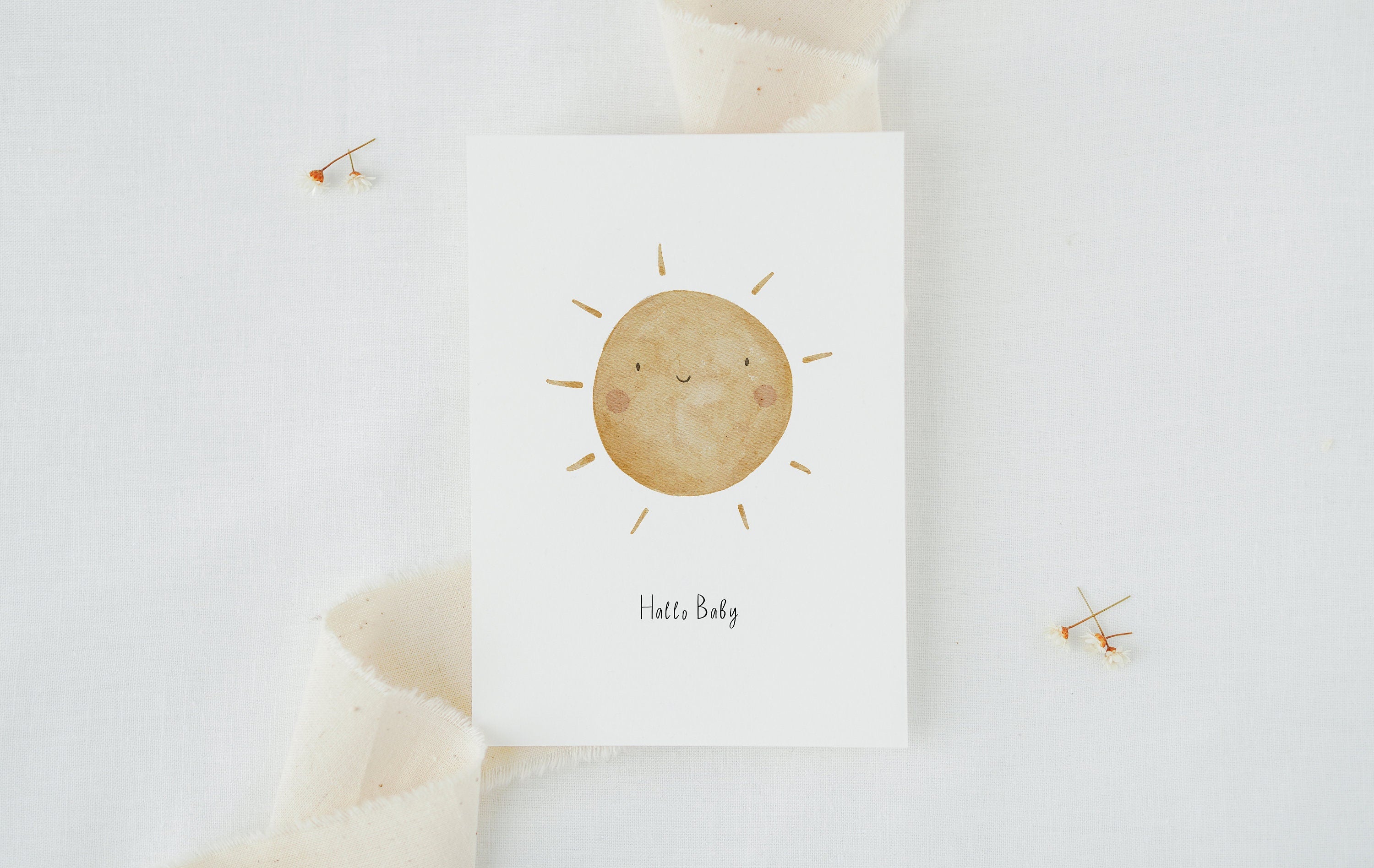 Karte mit Sonne "Hallo Baby"