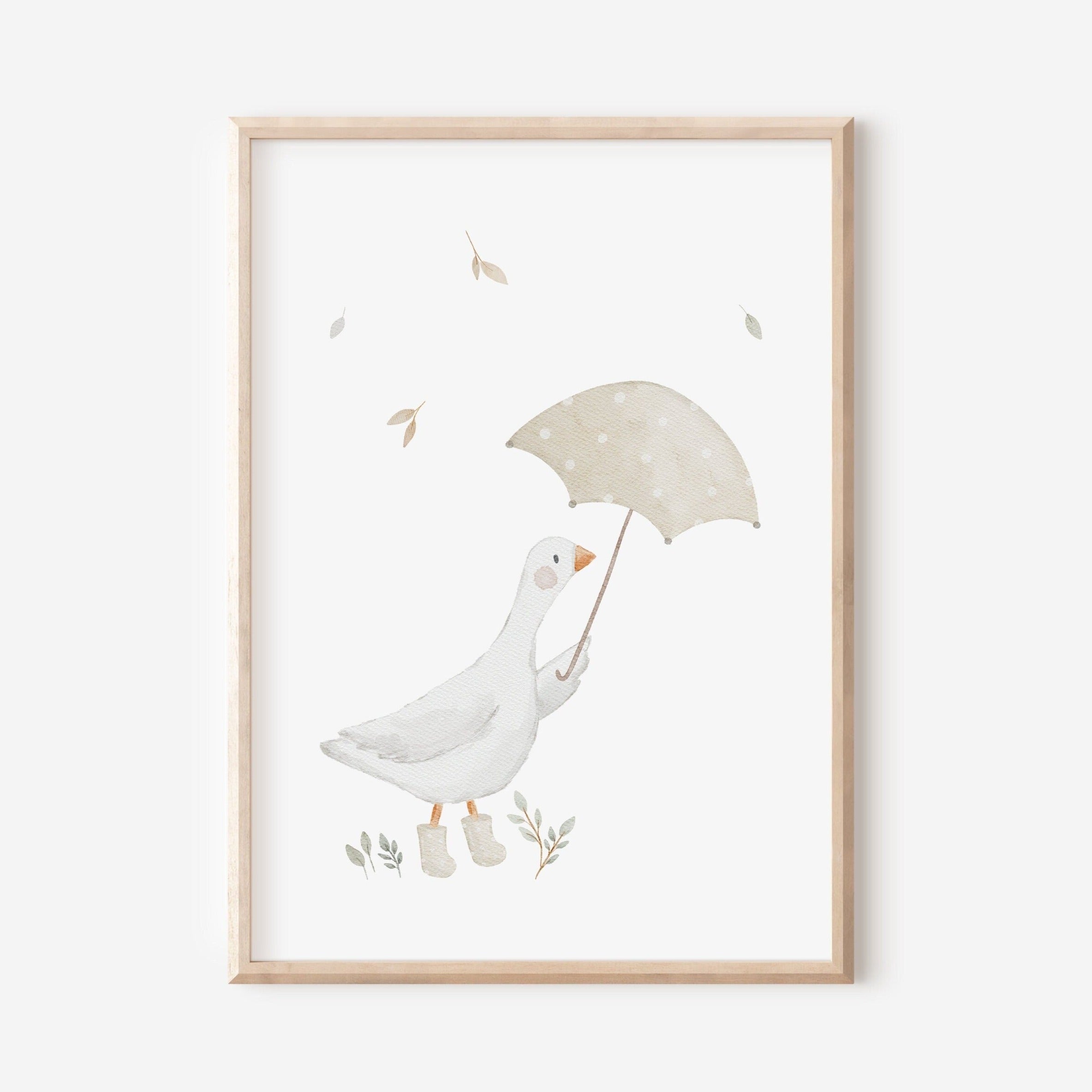 Poster Gans mit Regenschirm / A4 & A3