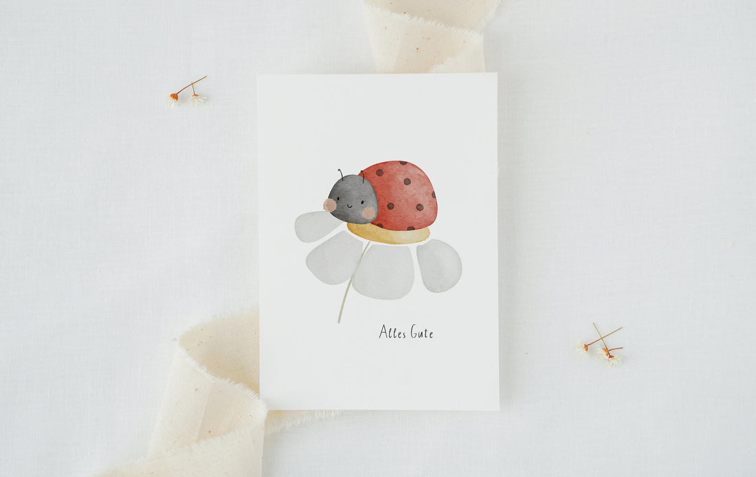 Karte Marienkäfer "Alles Gute"
