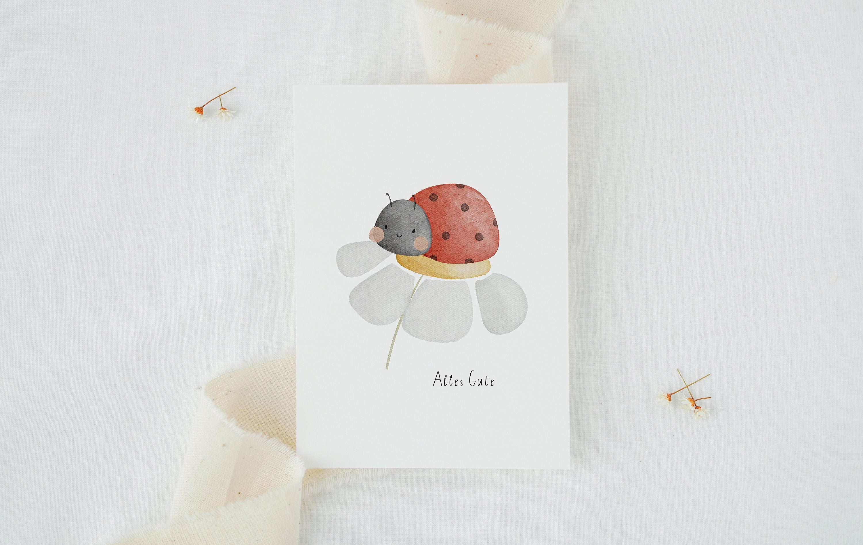 Karte Marienkäfer "Alles Gute"