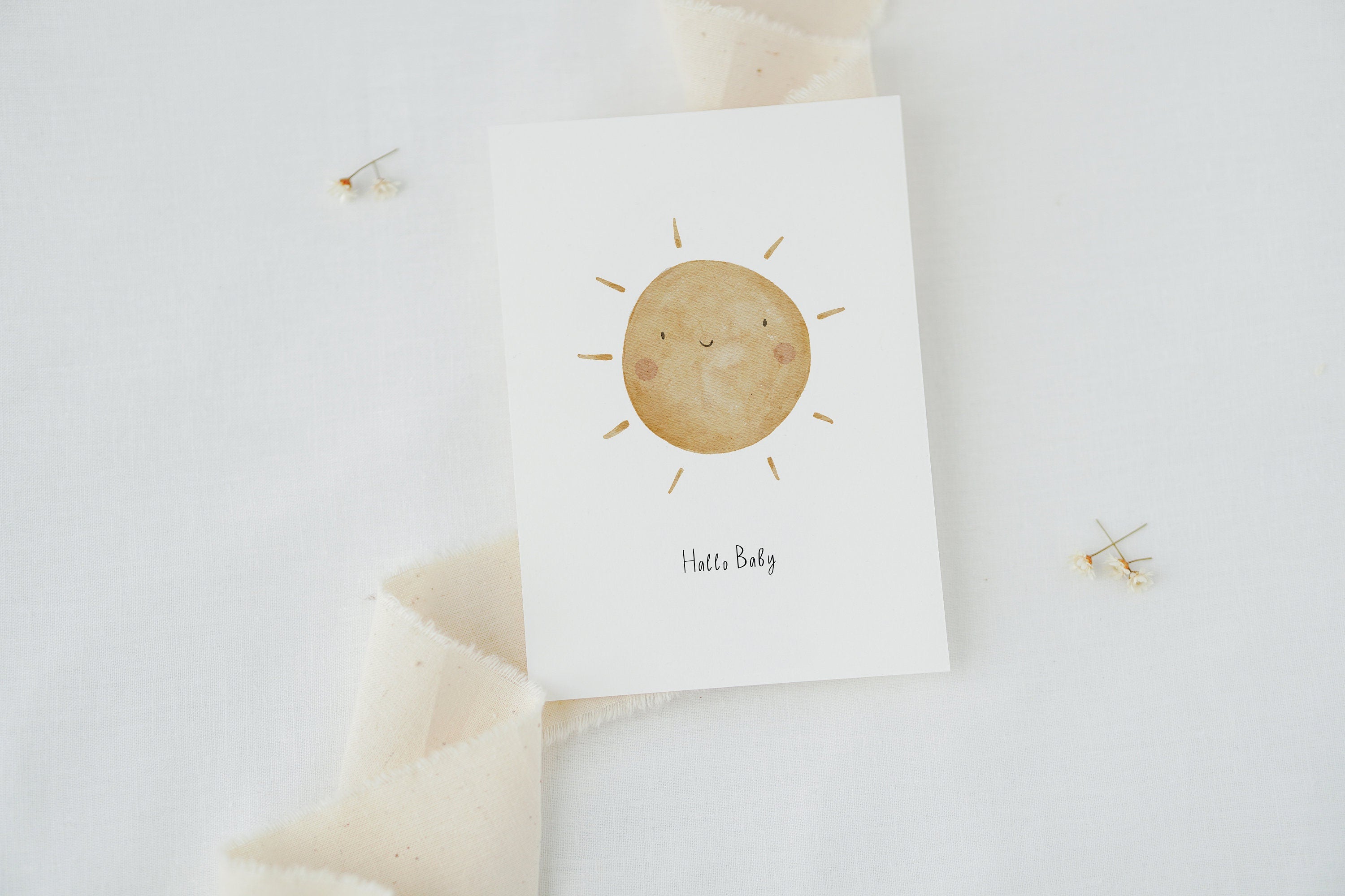 Karte mit Sonne "Hallo Baby"