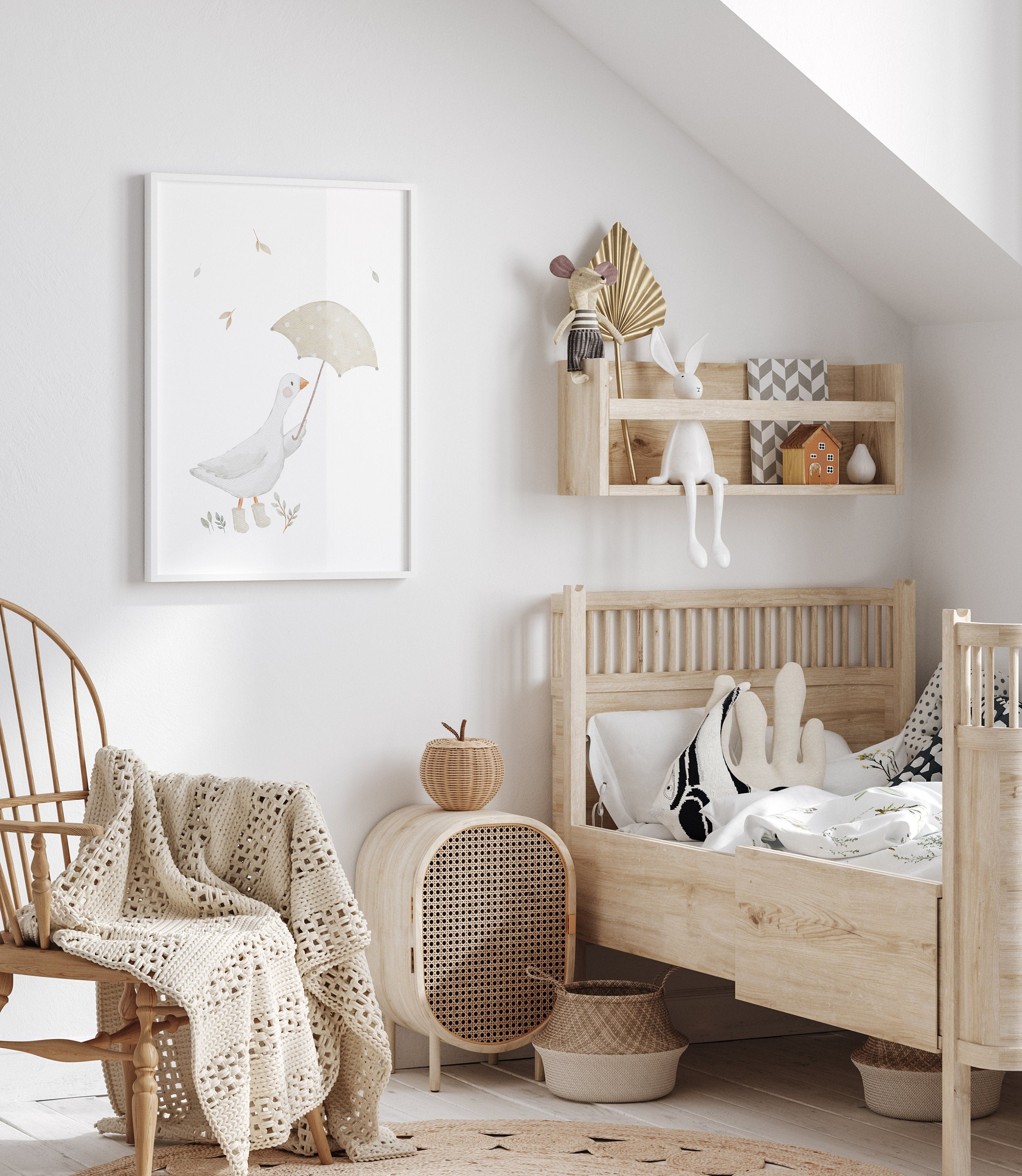 Poster Gans mit Regenschirm / A4 & A3