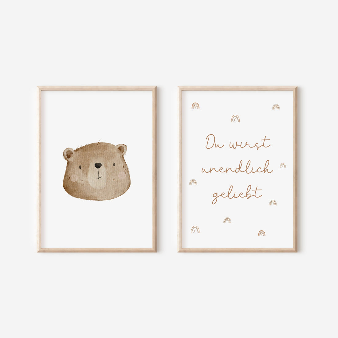 Poster Set Bär &amp; &quot;Du wirst unendlich geliebt&quot; / A4 &amp; A3