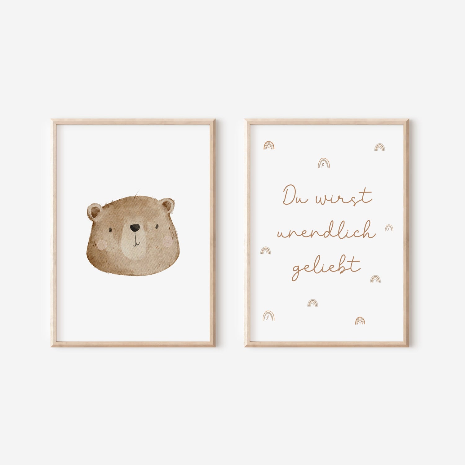 Poster Set Bär &amp; &quot;Du wirst unendlich geliebt&quot; / A4 &amp; A3