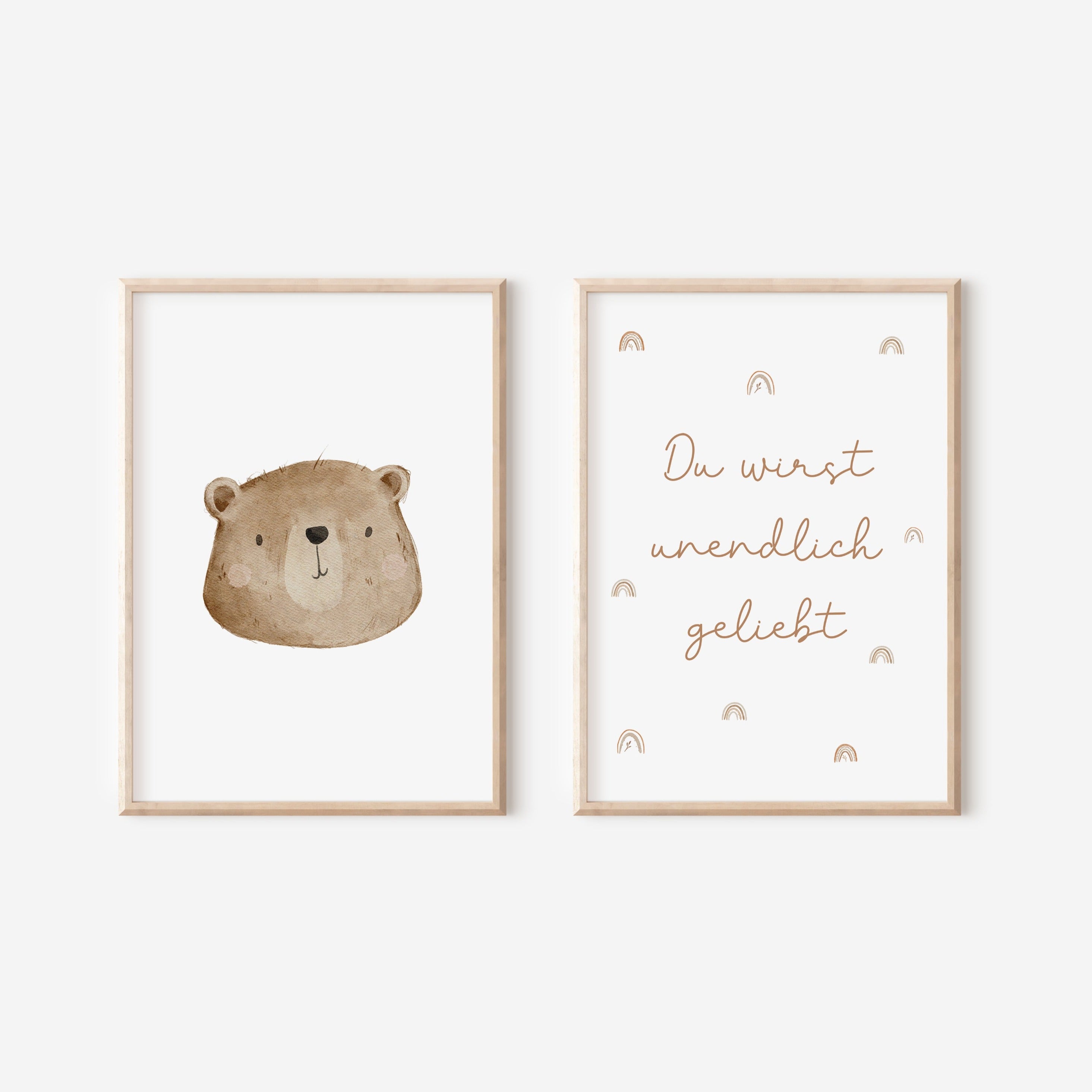 Poster Set Bär &amp; &quot;Du wirst unendlich geliebt&quot; / A4 &amp; A3