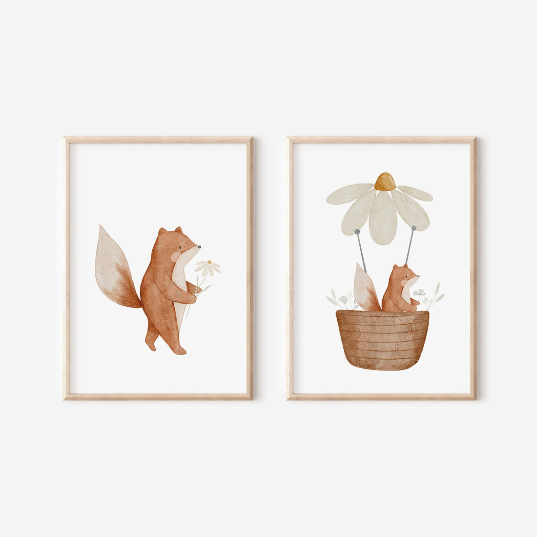 Poster Set Blumenfuchs und Heißluftballonfuchs / A4 &amp; A3