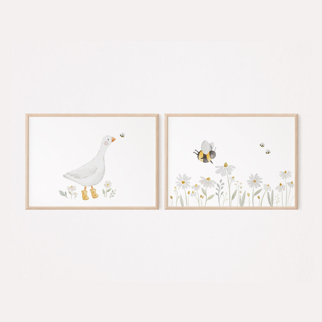 Poster Set Gans und Blumenwiese / A4 &amp; A3