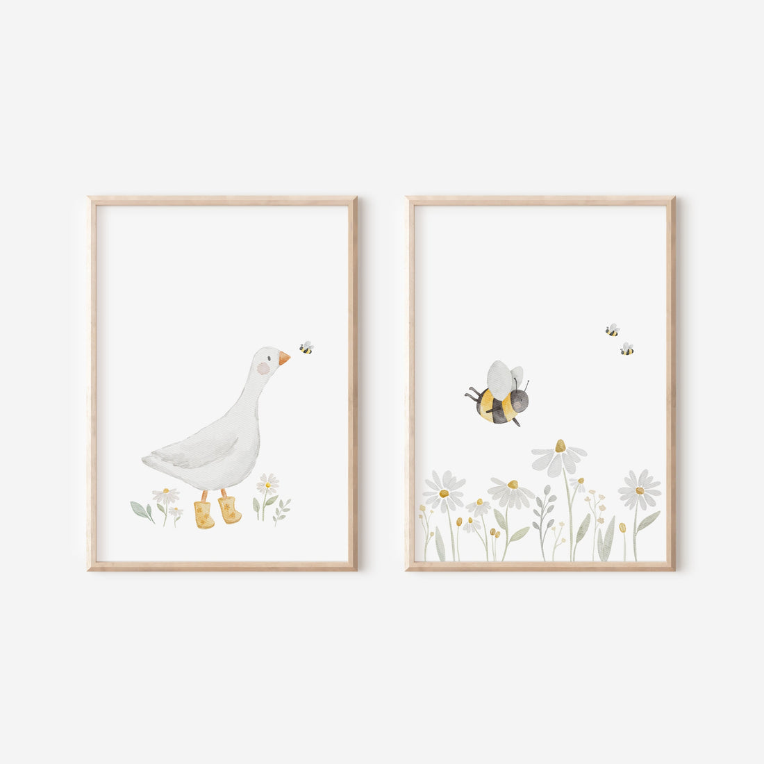 Poster Set Gans und Blumenwiese / A4 &amp; A3