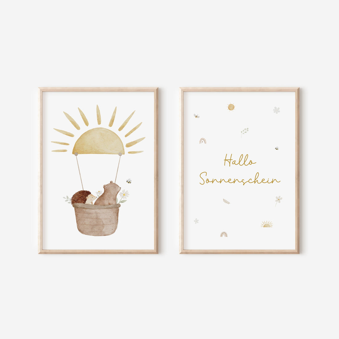 Poster Set Sonnenheißluftballon &quot;Hallo Sonnenschein&quot; / A4 &amp; A3