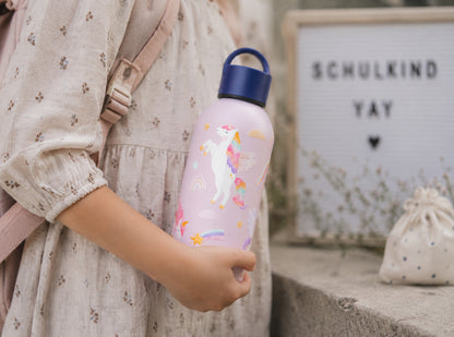 Einhorn Aufkleber randlos für Trinkflasche &amp; Brotdose / A5-Set