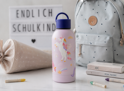 Einhorn Aufkleber randlos für Trinkflasche &amp; Brotdose / A5-Set