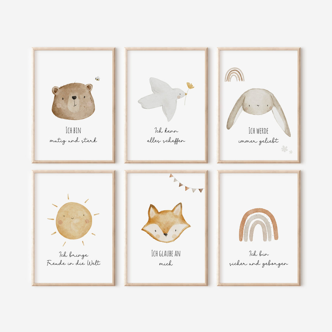 Affirmationsposter im 6er Set / A4 & A3