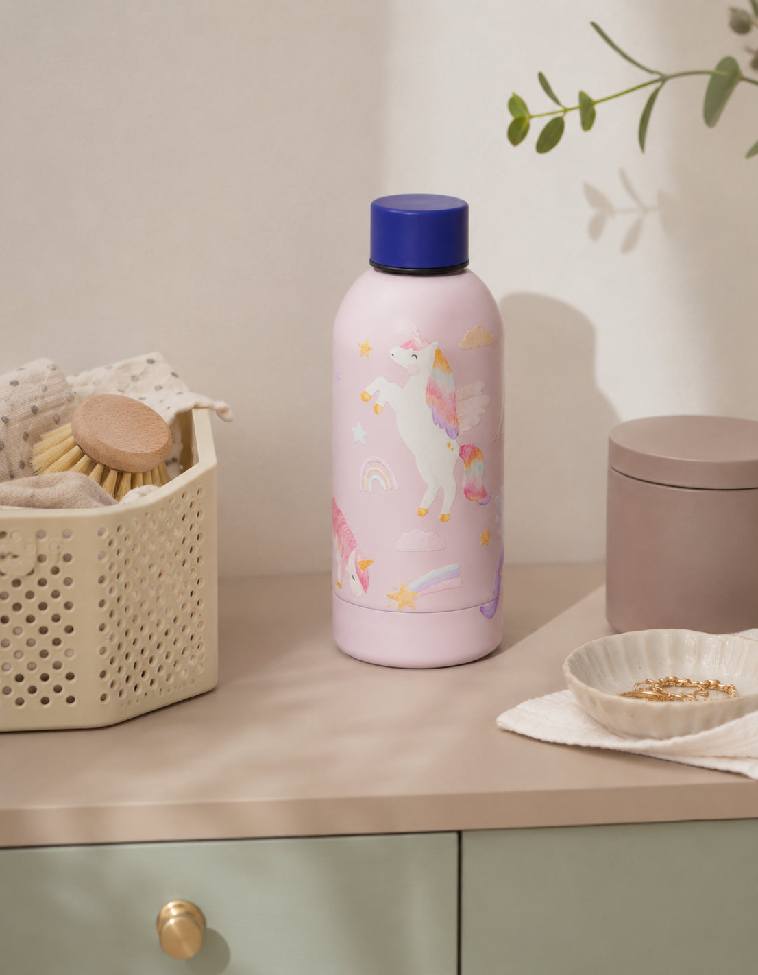 Einhorn Aufkleber randlos für Trinkflasche &amp; Brotdose / A5-Set