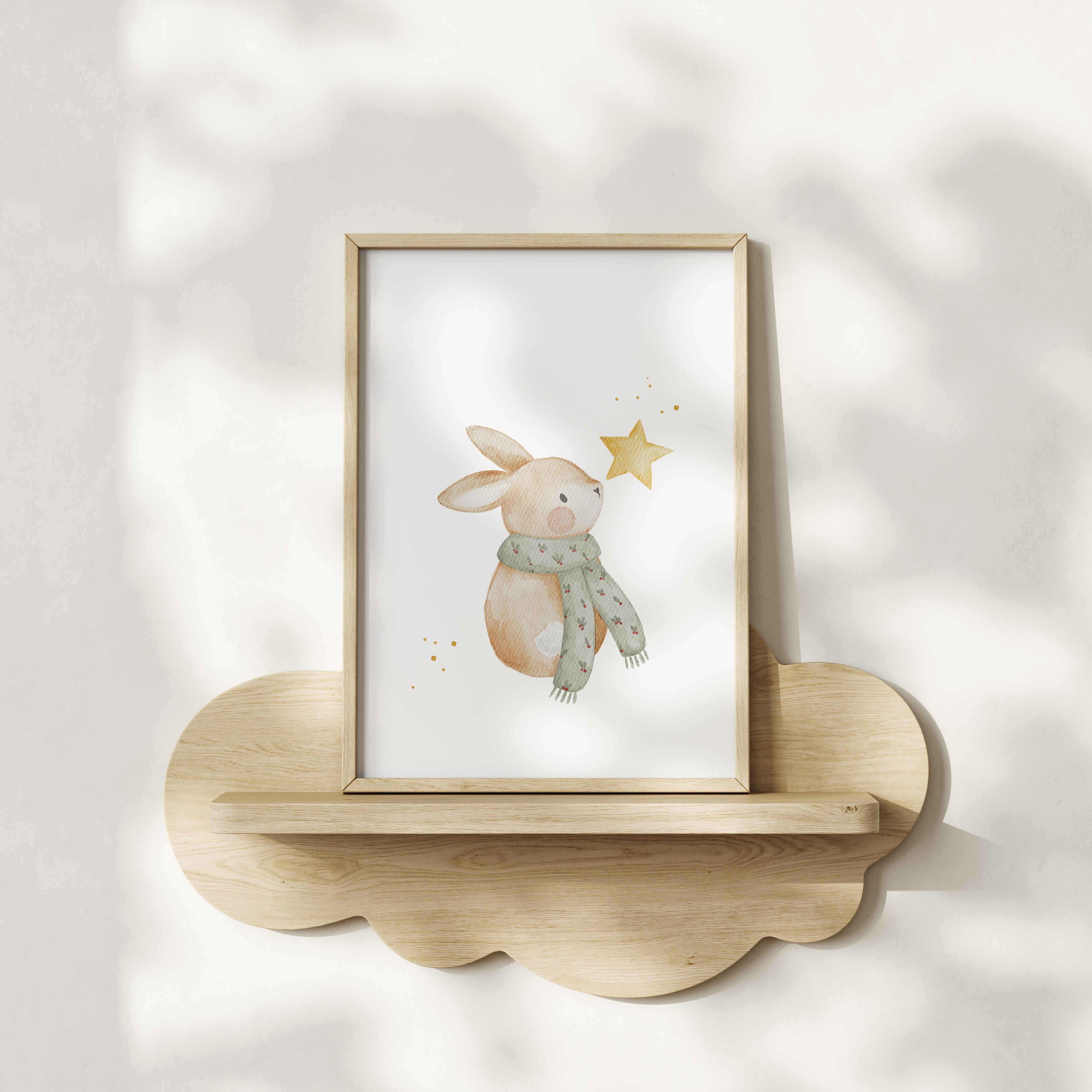 Weihnachtsposter Hase mit Stern / A4