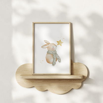 Weihnachtsposter Hase mit Stern / A4