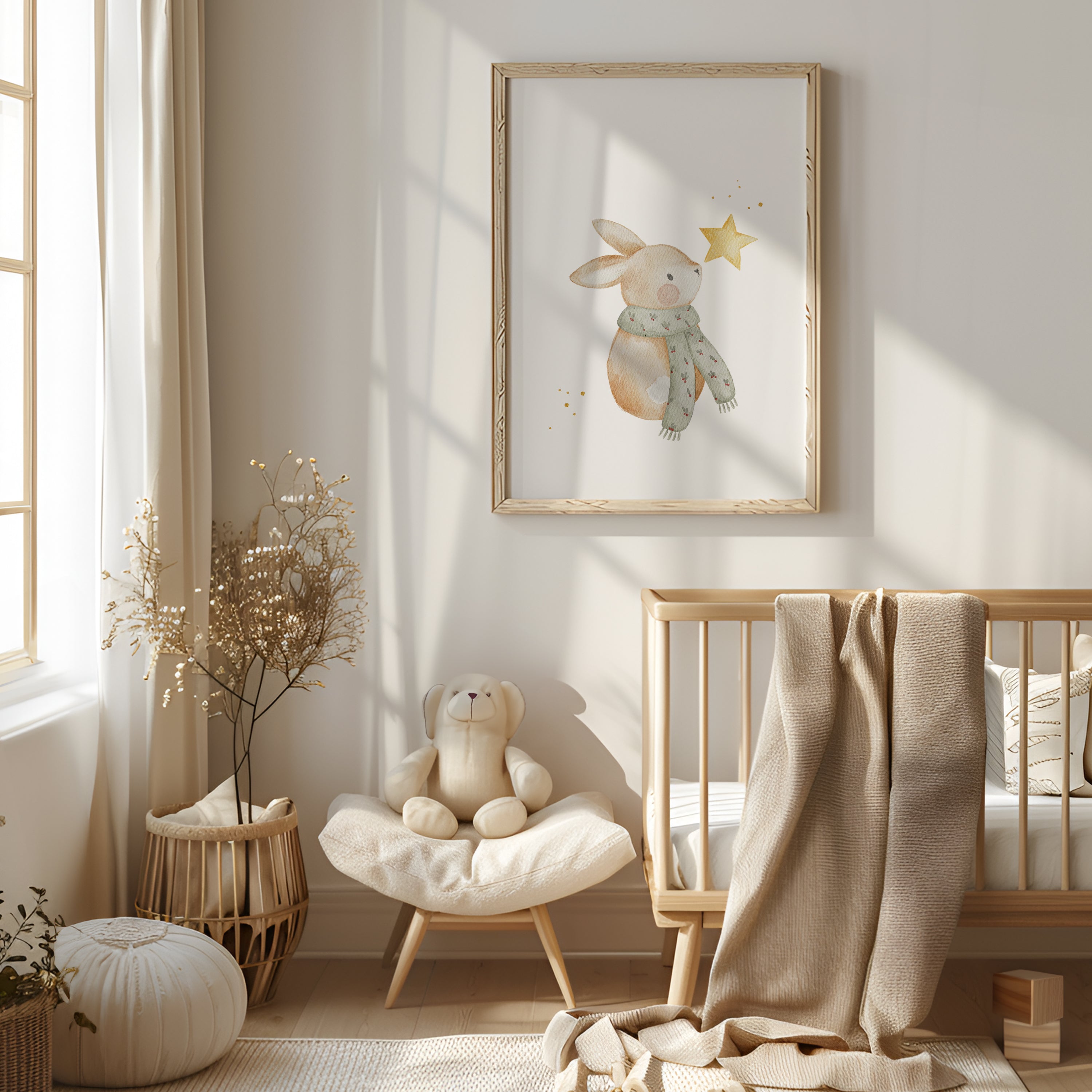 Weihnachtsposter Hase mit Stern / A4